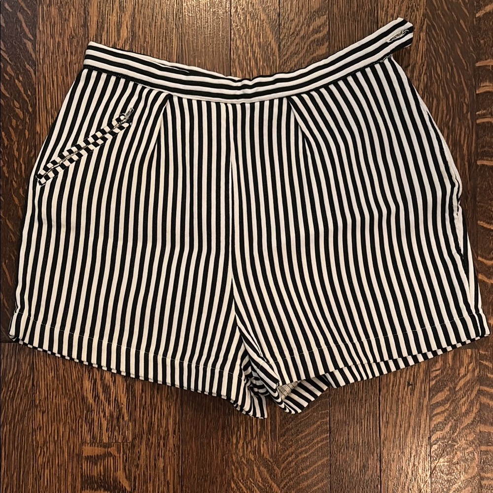 Vintage Black and White High Waist Shorts